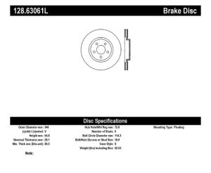 Stoptech Drilled Sport Brake Rotors 128.63061L