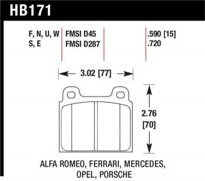 Hawk Performance HP+ Brake Pad Sets HB171N.590