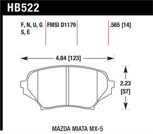 Hawk Performance HT-10 Brake Pad Sets HB522S.565
