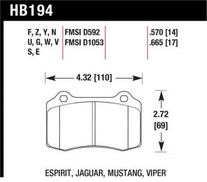 Hawk Performance HT-10 Brake Pad Sets HB194S.665