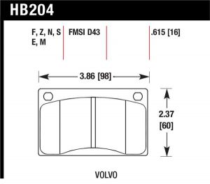 Hawk Performance Black Brake Pad Sets HB204M.615