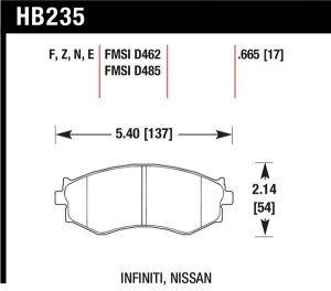 Hawk Performance HP+ Brake Pad Sets HB235N.665