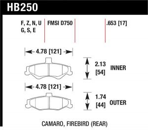 Hawk Performance HP+ Brake Pad Sets HB250N.653