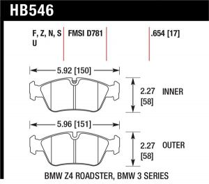 Hawk Performance DTC-70 Brake Pad Sets HB546U.654